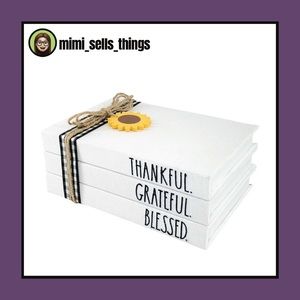 RAE DUNN FALL Thankful Grateful Blessed Book Stack